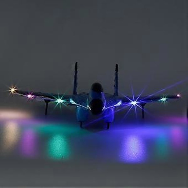 RC Flygplan med Ljus Modellflygplan EPP Skum Fighter Uppladdningsbart Glidflygplan
