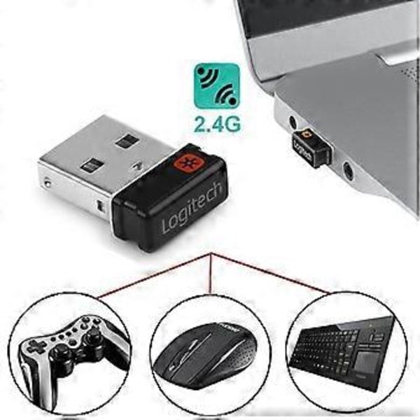 Trådlös Dongel Mottagare Unifying USB Adapter för logitech- Mus Tangentbord Anslut 6 Enheter för MX M905 M510 M505 M950