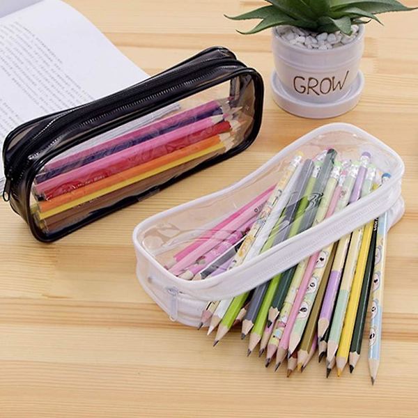 2 st transparenta PVC-blixtlås pennfodral - Toalettartiklar Exam Pen Pouch Case
