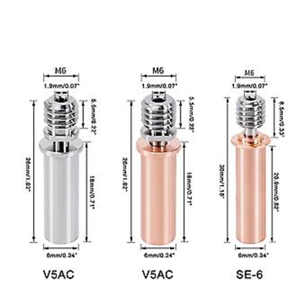 3D-skriverdeler SE-6 V5AC for titanlegering bi-metall varmebryter hals Heatbre