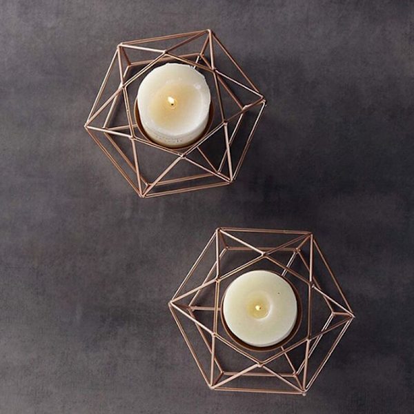 6 st geometriska serie Tealight ljusstake bordsdekoration bröllop evenemang fester dekor guld