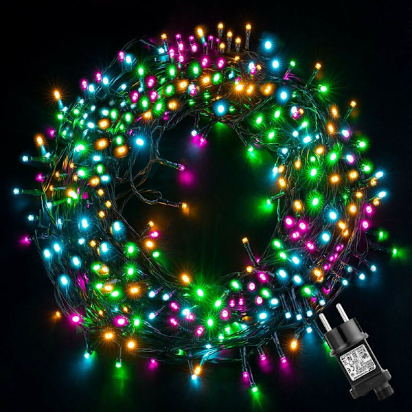 GlobaLink Farverige LED-lyskæder til jul, 20M 200 LED-lyskæder DIY flerfarvede julelys med og 8 tilstande til indendørs og udendørs