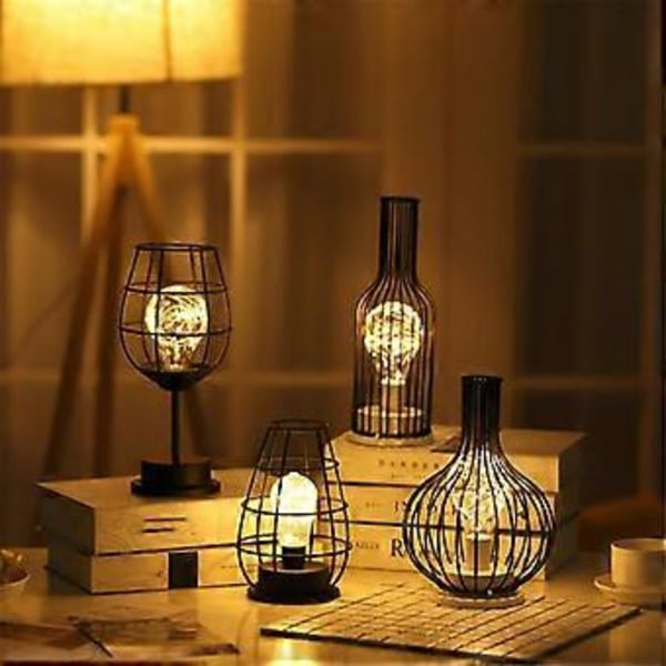 LED Bordlampe Læselampe Natlampe Soveværelse Sengelampe Skrivebordsbelysning Stue Retro Jern Boligindretning, D