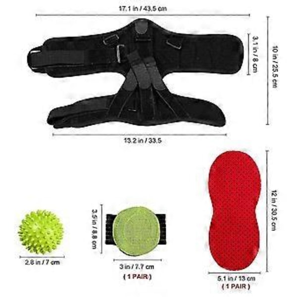 Plantar Fasciit Nattskena - Ortopediska Stödinlägg för Fotvalv, Massageboll - Fotortos, Smärtlindrande Socka för Foten, Justerbar