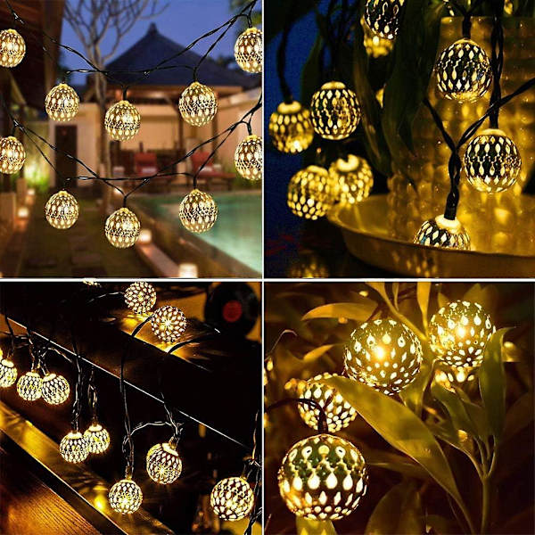 Globe String Lights Plug-in Metal Ball Fairy Lights, Kan forbindes med hale stik, Justerbar med flere tilstande, Nyhedsdekorationer