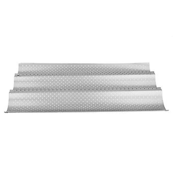 Non-stick MultiGrooves Bølgeformet Franskbrødform Baguette Bakebrett Kokeform Kjøkkenverktøy (3 spor)