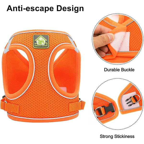 Katteseler og snore - Kattesele Anti-Escape Reflekterende Justerbar Kattesele Åndbar Vest Lille Hundesele (M)