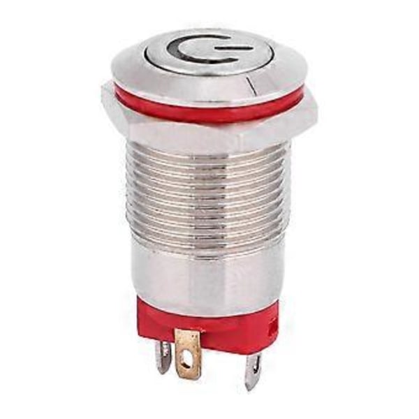 4-nastainen vedenpitävä 12 mm metallinen painikekytkin, virtamuotoinen LED-itselukittuva kytkin (valkoinen 3~9V)