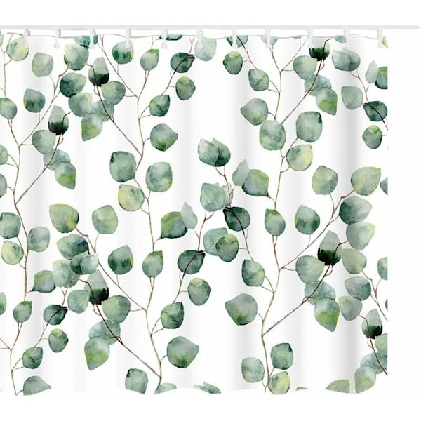 Bruseforhæng 3D Digital Tryk Mønster Bruseforhæng Polyesterstof Vandtæt Bruseforhæng Grønne Planteblade 180 x 180cm