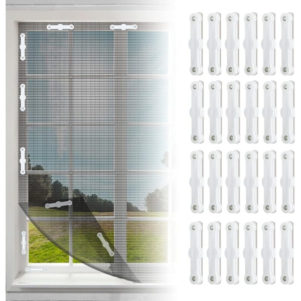 Magneter til myggenet, Fillis 24 stk Magnetstrimler Magnetclips Klips til myggenet vinduer