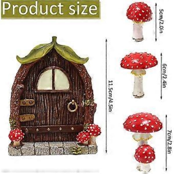 Miniature Døre Og Vindue Dørsæt Nissehus Dekoration Resin Eventyrhave Møbelsæt Selvlysende Mikrolandskab Resin Ornament St-4