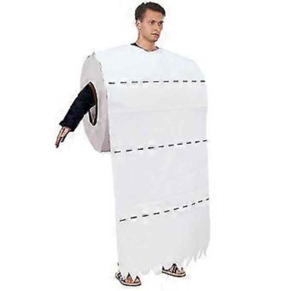 Jättimäinen WC-paperirulla Aikuisten Halloween-asu | Hauska asu miehille ja naisille | Suuri WC-paperirulla-asu | Yksi koko sopii useimmille aikuisille