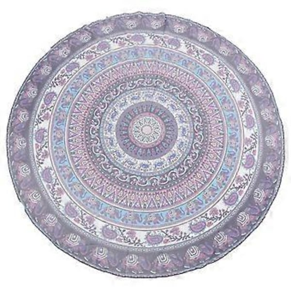 Pyöreä Painettu Boheemi Mandala Seinävaate Piknik Ranta Pyyhe Huopa Violetti Elefantti Mandala