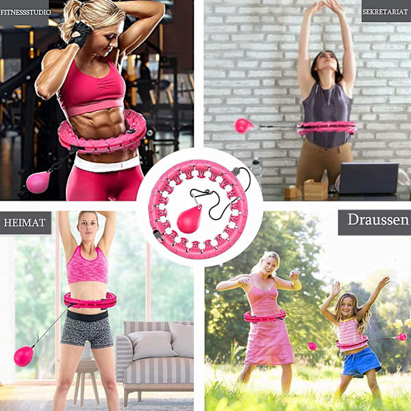 Hula Reifen Hoop Smart Fitness för vuxna för viktminskning och massage, Hula-ring, 24 segment justerbar storlek Faller inte, viktad
