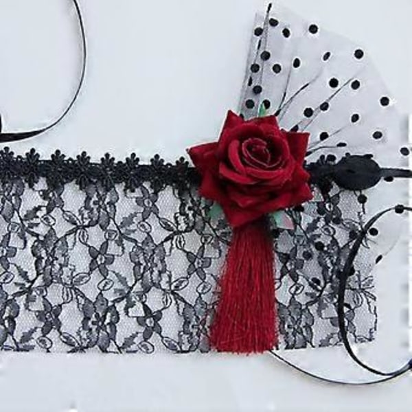 Rød Rose Blonde Maske Med Slør Til Cosplay Prom Halloween Dansefest (d-4)