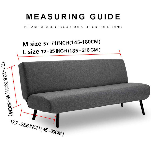 Armløs sofaovertræk, foldeligt stræksofa seng Clic Clac sofaovertræk 3-personers beskyt jacquard sofaovertræk (olivengrøn) L