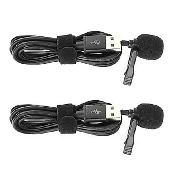 2 stk. Mini USB-mikrofon Kompakt Professionel Ledningsført Reverskraveclips til Interview
