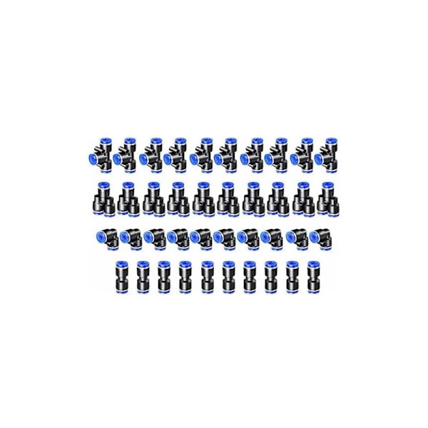 40PCS Pneumatic Connector 4mm Pneumatic Fitting Quick Connectors Compressed Air 4 Shapes for Sealing Compressed Air Tube Connector-Y/T/Straight/Angl