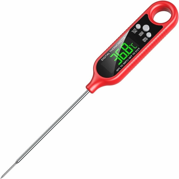 Kitchen Thermometer, 3S Instant Read Waterproof Cooking Thermometer with Long Probe, Backlight & Magnet, Calibration Button, Wireless BBQ Thermomete