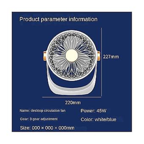 2400mah Bord Cirkulerende Elektrisk Ventilator USB Genopladelig Monterbar Ing Ilator