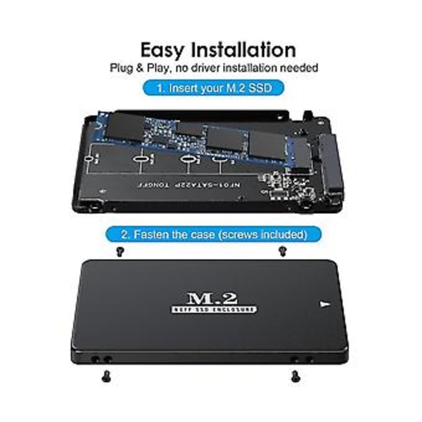 M.2 Ngff Till Sata Adapter Sata-baserad B Nyckel Ngff Ssd Till 2.5 Tum Sata Iii 6gbps Ssd Fodral Adapter