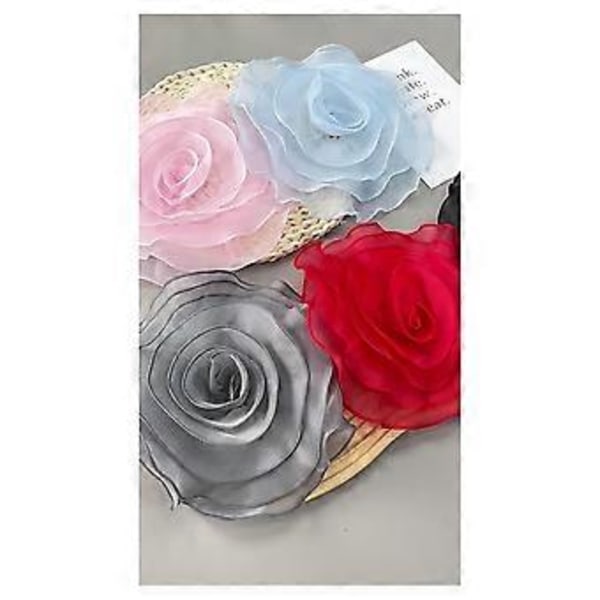 Grå Flerlagrad Tredimensionell Tyllblomma Corsage Bröllopsklänning Applikation Dekoration DIY Dekorativa Blommor