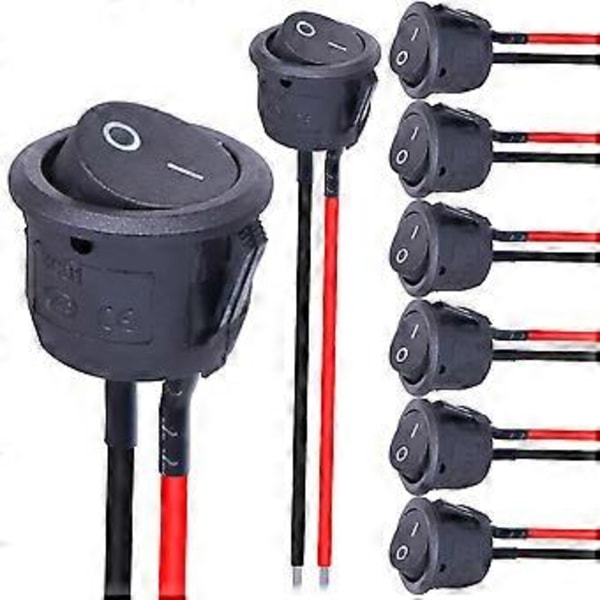 8st Vippströmbrytare På/Av Spst 2-polig Låsande Växelströmbrytare Snäpp Rund Med Förkopplade 6a/250v 10a/125v Ac För Båt, Bil Etc.kcd1-x-y
