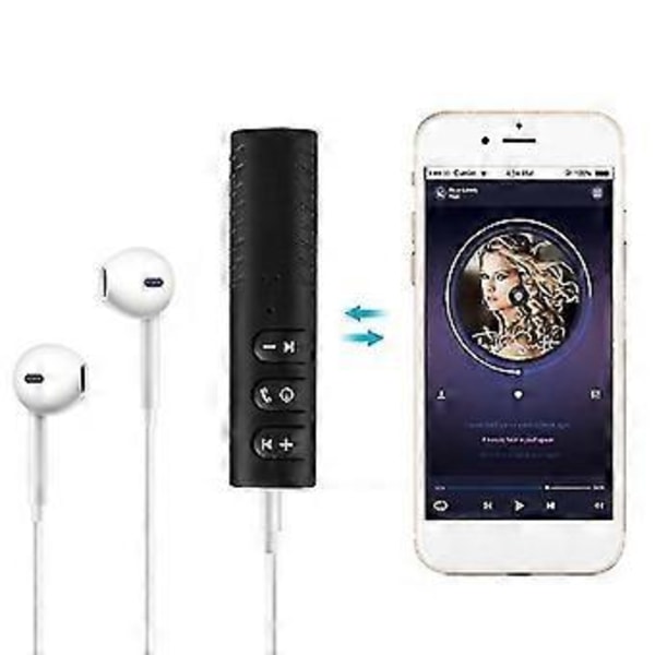 Trådløs bilmottaker Auto 3.5mm Aux Musikk Håndfri Adapter Stereo System Fjernkontrollen (1 stk, Svart)