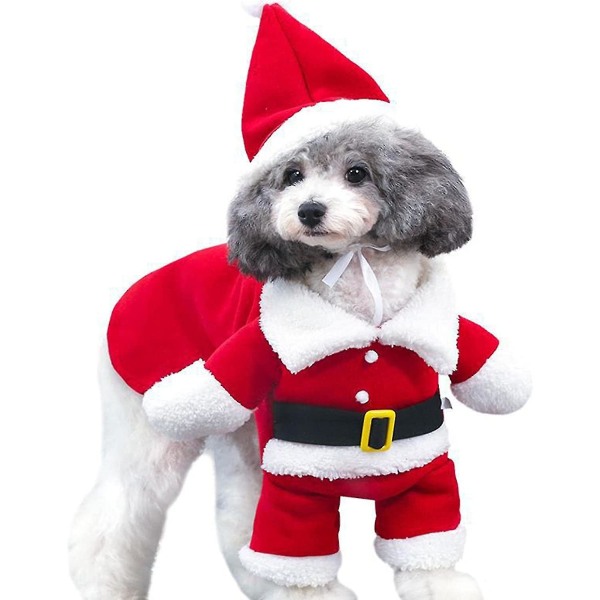 Morsomme julehundeklær, hundedyr cosplay kostyme julenisse hundeklær dress nisselue, julefest kle opp vinterklær til hund