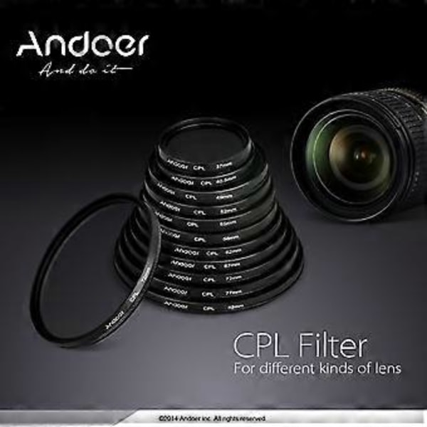 Andoer 52mm Digitaalinen Ohut CPL Pyöreä Polarisointisuodin Lasisuodin Canon Nikon Sony DSLR-kameran objektiiviin
