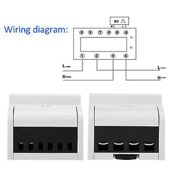 220V Digital 1-fas 2-tråds 4P DIN-skena Elmätare Elektronisk KWh-mätare (20(80)A)