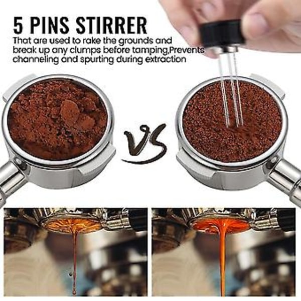 2 I 1 53.m Espresso Tamper, Tamper Med Omrører, Mindre Stål Espresso Presserværktøj