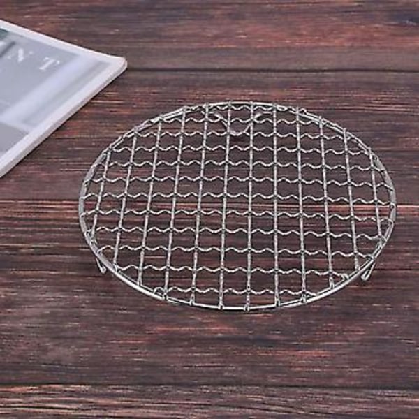 304 Rustfrit Stål Multifunktionel Rund Grillnet Med Fod Grillrist Damp Bagerist Camping