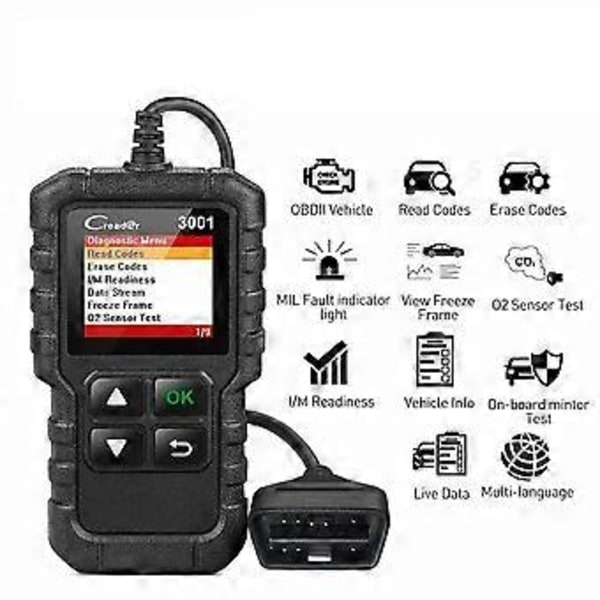 Launch X431 Cr3001 Auto Fuld Obd2 Obdii Kode Læser Scanner Creader 3001