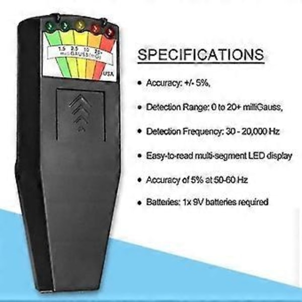 K 2 Emf Ghost Hunting Meter Detektor M/lyd + Konstant Tænd/Sluk-knap