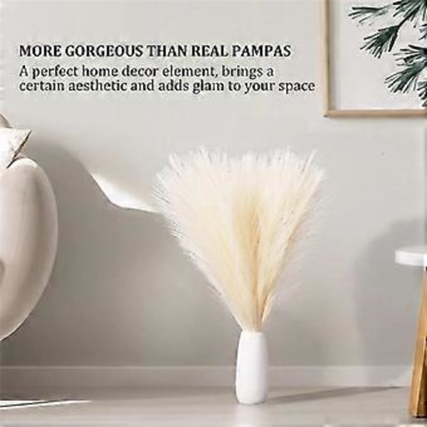 Falsk Pampasgress, 18 tommer/45 cm Kunstig Pampasgress 5 Stilk Pompøst Gress Blomsterarrangement for (Beige)