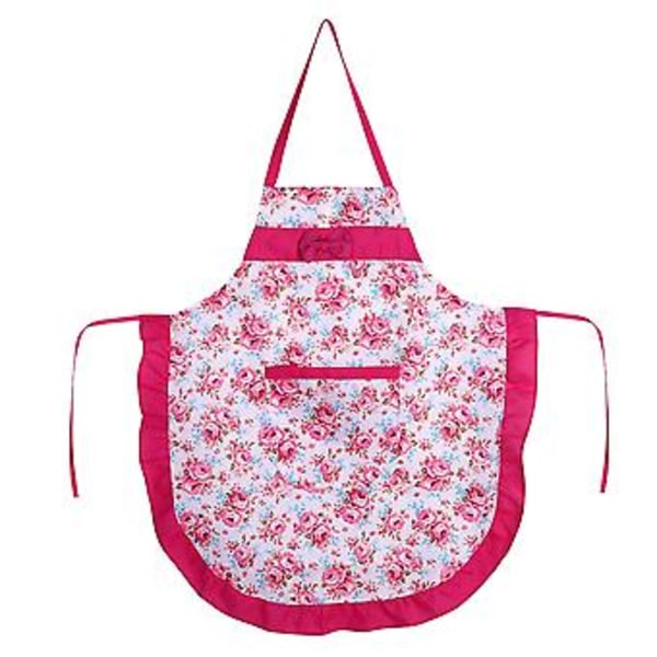 Dam Hem Kök Kock Bib Rosblomma Stil Rosett Ficka Spets Förkläde Klänning X