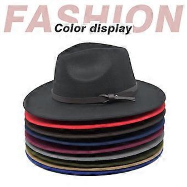 Ny koreansk stil mote elegant jazzhatt ullhatt dame vår og høst vinter ull retro litterær stor brem hatt