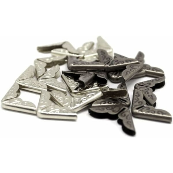 20 st bokhornskydd för foto, anteckningsbok, album, scrapbooking (silver)