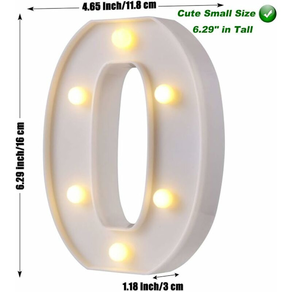 LED Marquee Bogstavlys 26 Alfabetet Oplyste Bogstaver Skilte Perfekt til Bryllupsfest Bar Dekoration (Hvid O)-Fei Yu