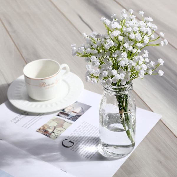 10 kpl vauvanhengityksen kukkia keinotekoisia väärennettyjä Gypsophila Pu Silica häämorsiamen kimppuun kodin kukka-asetelmaan valkoinen