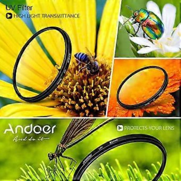 Andoer 62mm UV Ultra-Violet Filter Linsebeskytter til Canon Nikon DSLR Kamera