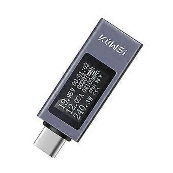 Typ-C Multifunktionell Digital Display Amperemeter Effektmätare DC 4-30V 12A Voltmeter Amperemeter Kapacitetstestare KWS-2301C