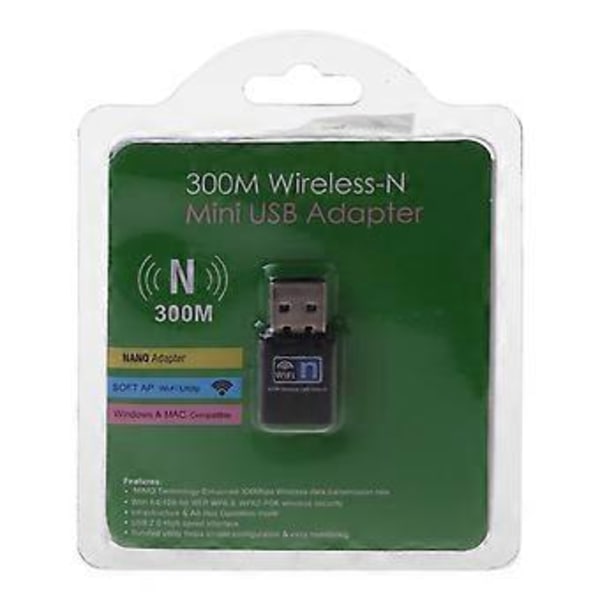 RTL8192 USB WiFi-adapter Trådlös Nätverksadapter 300M 2.4G Wifi-mottagare USB-dongel för Stationär/Laptop PC