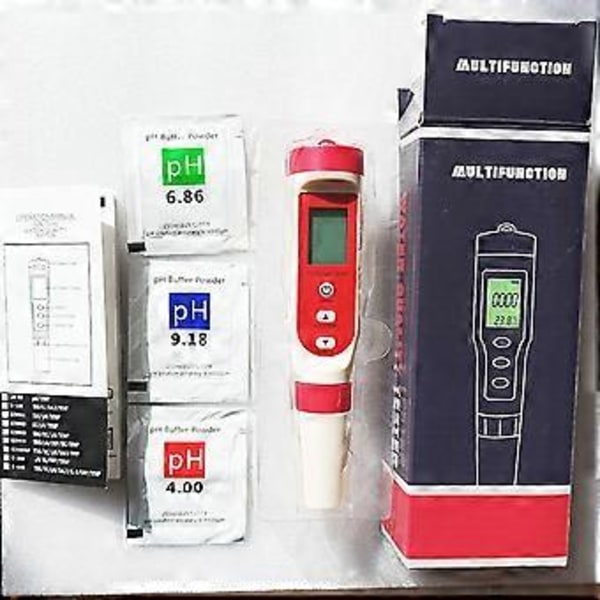 Ph Multi-parameter Vattenkvalitetsanalysator Portabelt Akvarium Pool Fyr-i-ett Vattenkvalitetstestpenna
