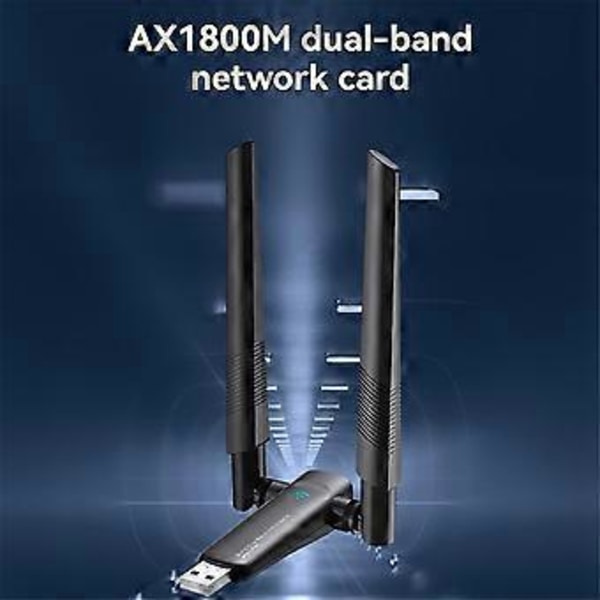 1800Mbps WiFi 6 USB-adapter 5G/2,4GHz Trådlöst Wi-Fi-nätverkskort Högförstärkningsantenn