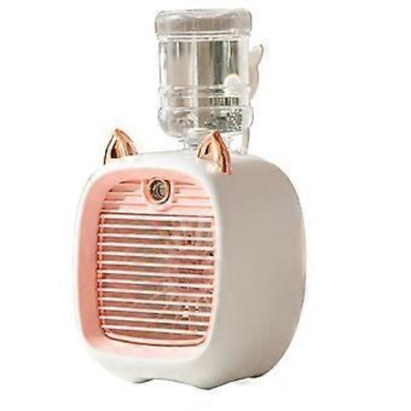 Vatten Luftkonditioneringsfläkt, Minifläkt, USB-fläkt, Bords Turbo Luftfuktare Kylare Rosa & Vit