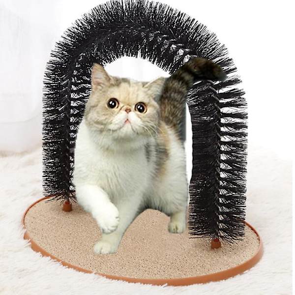 Bågad kattgnuggningsborste, kattborstning kattleksak, husdjurs självvårdsenhet, kattklösningsenhet