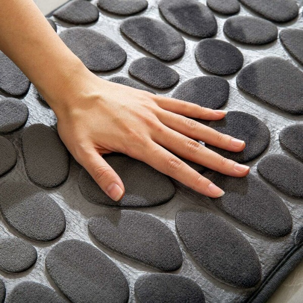Antiskli baderomsmatte 40x60cm Innendørs dørmatte Memory Foam Inngangsteppe for baderom Badekar Kjøkken Grå