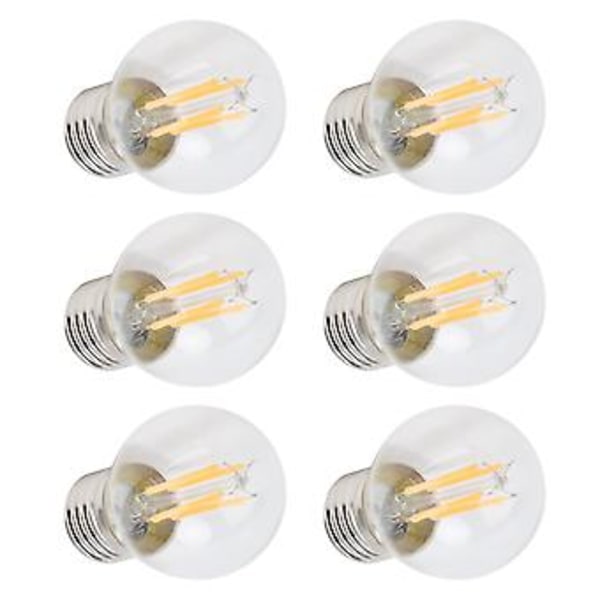 6 st Dimbar LED-lampa G45 E27 4W Transparenta Filamentlampor för Hembelysning Varmt Ljus 110V